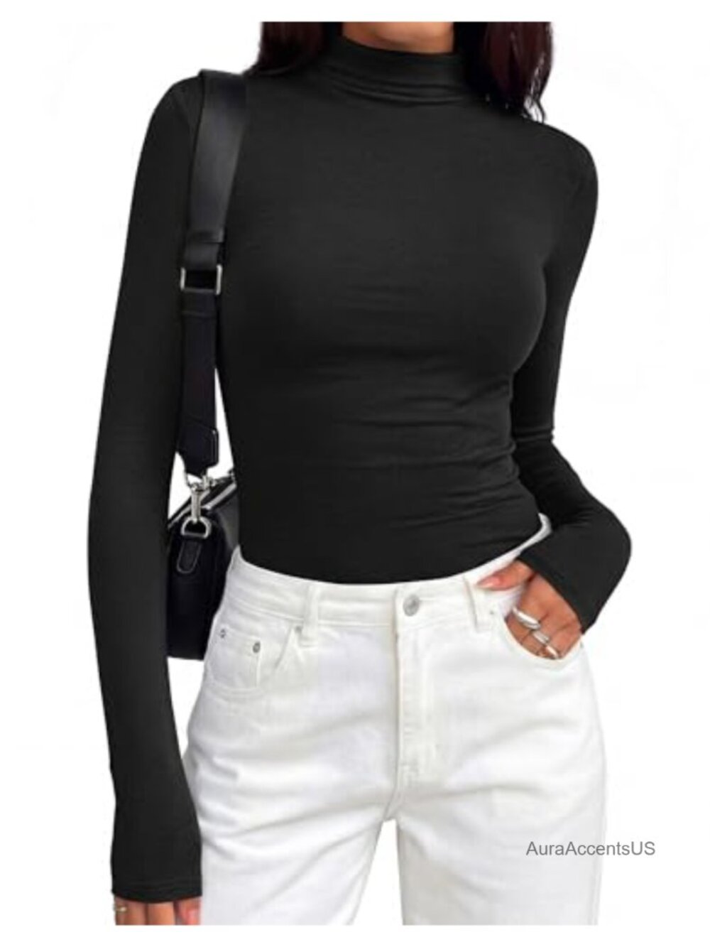 Fitted Thermal Mock Neck Long Sleeve Tee for Women - Picture 5 of 6